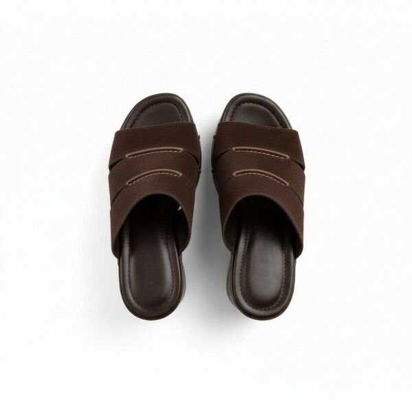 Kahve Süet Hakiki Deri Hafif Tabanlı Dikiş Detaylı Kadın Takunya Terlik