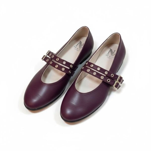 Bordo Deri Kadın Çift Kapsüllü Babet