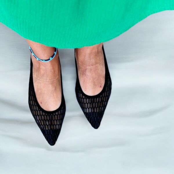 Siyah File Kadın Sivri Burunlu Günlük Rahat Babet