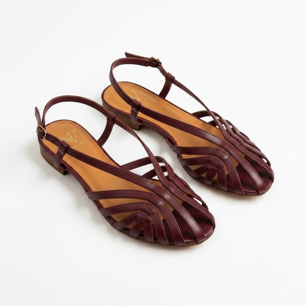 Kahve Rugan Biye Kadın Günlük Sandalet BORDO - 36