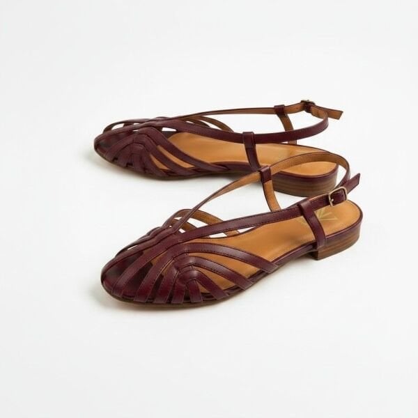 Kahve Rugan Biye Kadın Günlük Sandalet BORDO - 36