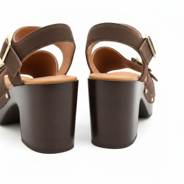 Kahve Süet Hakiki Deri Hafif Tabanlı Tokalı Kadın Takunya Terlik