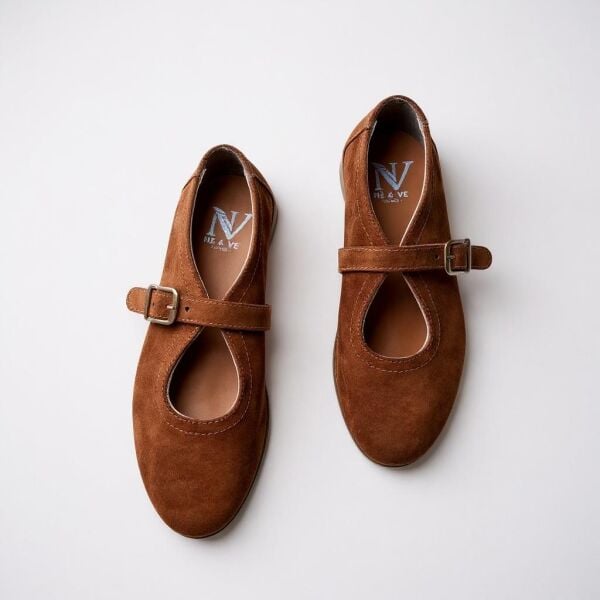 Taba Süet Hakiki Deri Tokalı Kadın Babet