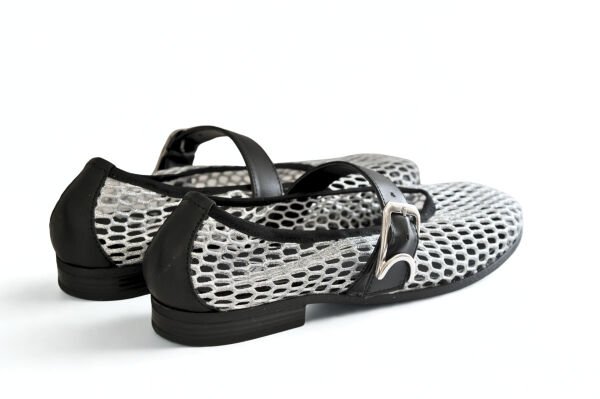 Beyaz File Simli Tek Bantlı Yuvarlak Burun Şık ve Rahat Günlük Babet