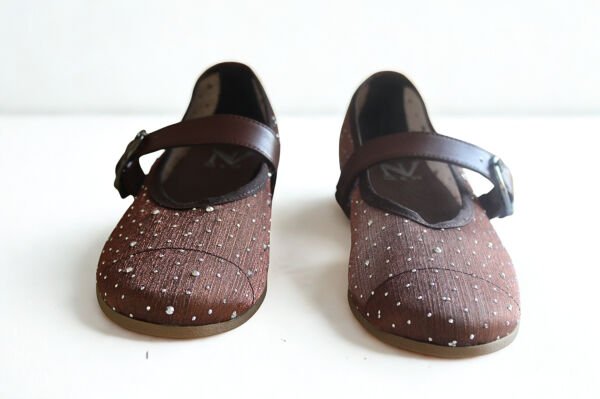 Kahve File Taşlı Tek Bantlı Kadın Rahat ve Şık Babet