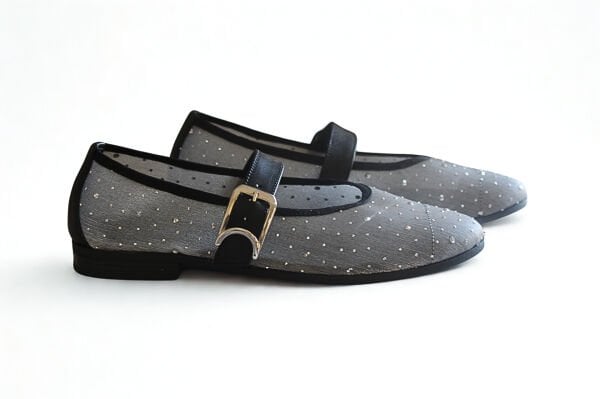 Gümüş File Taşlı Tek Bantlı Kadın Rahat ve Şık Babet