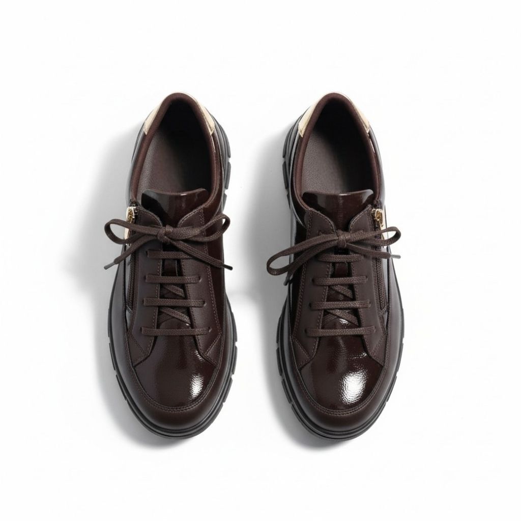 Kahve Deri Fermuarlı Kadın Günlük Rahat Casual Ayakkabı