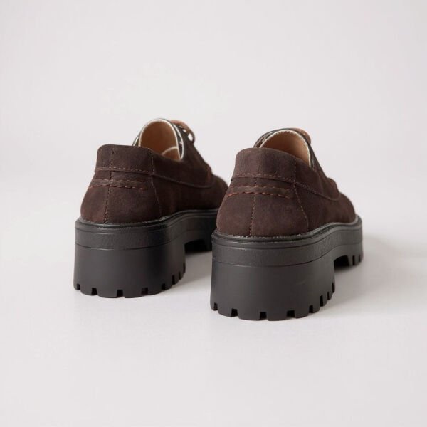 Kahve Süet Hakiki Deri Bağcıklı Kalın Tabanlı Kadın Günlük Ayakkabı