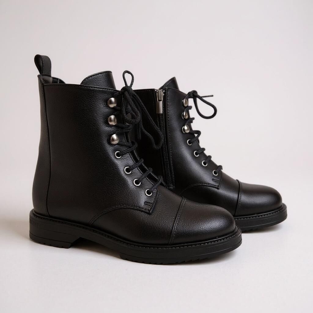 Siyah Deri İçten Fermuarlı Kadın Postal