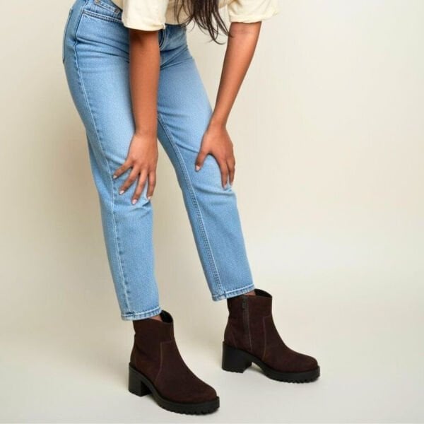 Kahve Süet Hakiki Deri Fermuarlı Kadın Kalın Topuklu Bot