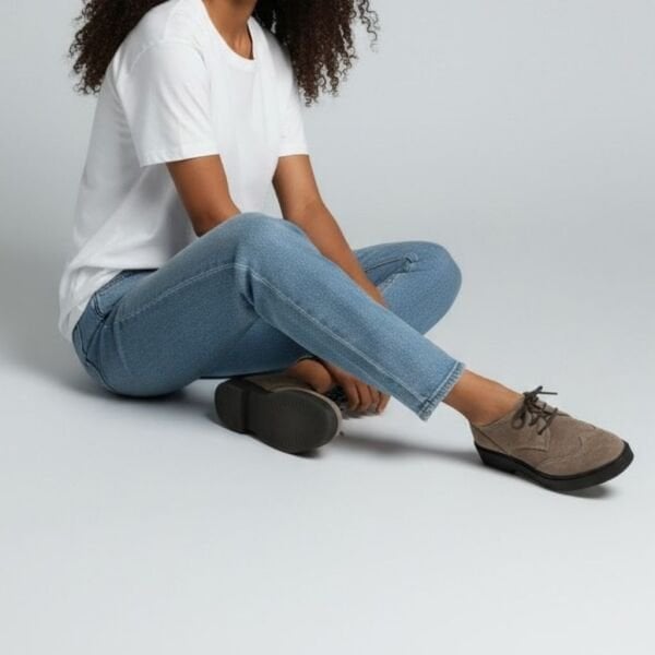 Vizon Süet Hakiki Deri Bağcıklı Kadın Casual Ayakkabı