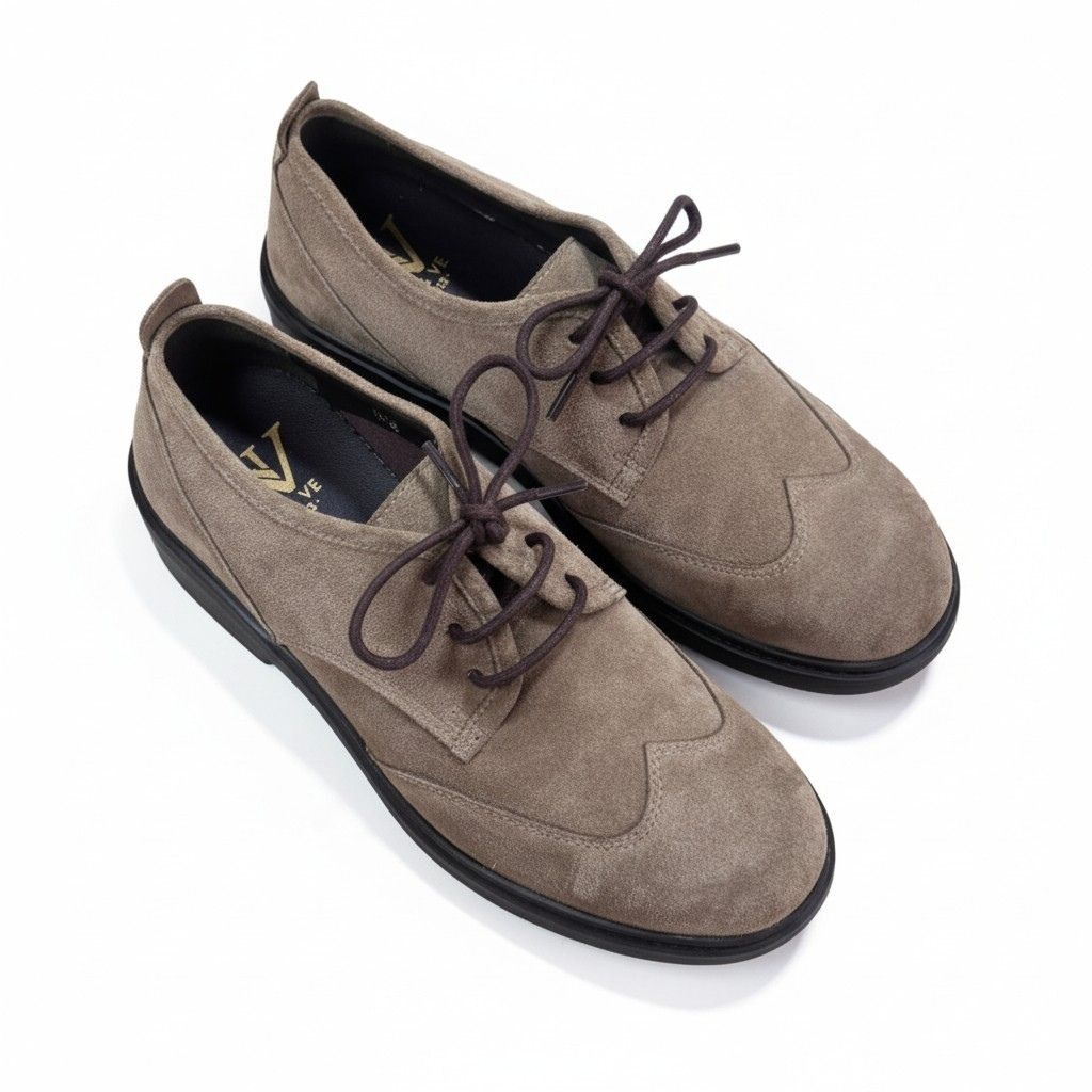 Vizon Süet Hakiki Deri Bağcıklı Kadın Casual Ayakkabı