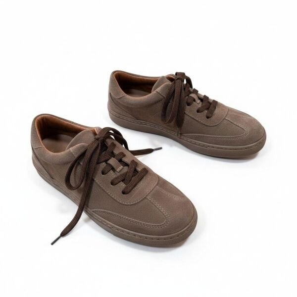 Vizon Süet Hakiki Deri Bağcıklı Kadın Günlük Sneaker vizon - 37