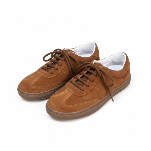 Vizon Süet Hakiki Deri Bağcıklı Kadın Günlük Sneaker Taba - 39