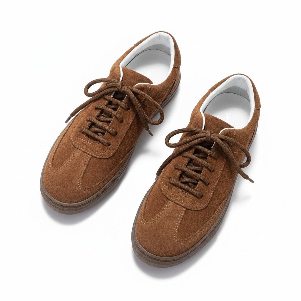 Vizon Süet Hakiki Deri Bağcıklı Kadın Günlük Sneaker Taba - 40