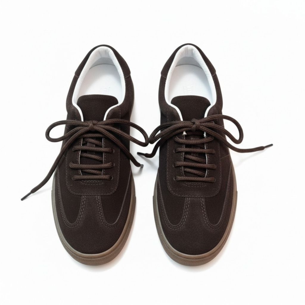Vizon Süet Hakiki Deri Bağcıklı Kadın Günlük Sneaker kahve - 36