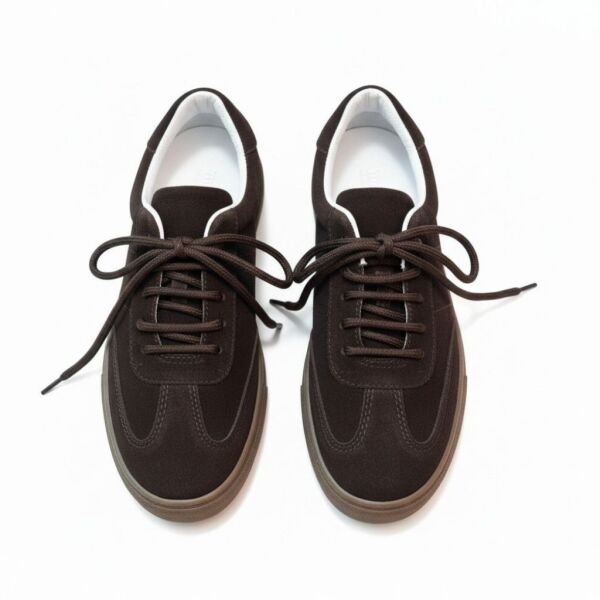 Vizon Süet Hakiki Deri Bağcıklı Kadın Günlük Sneaker kahve - 36
