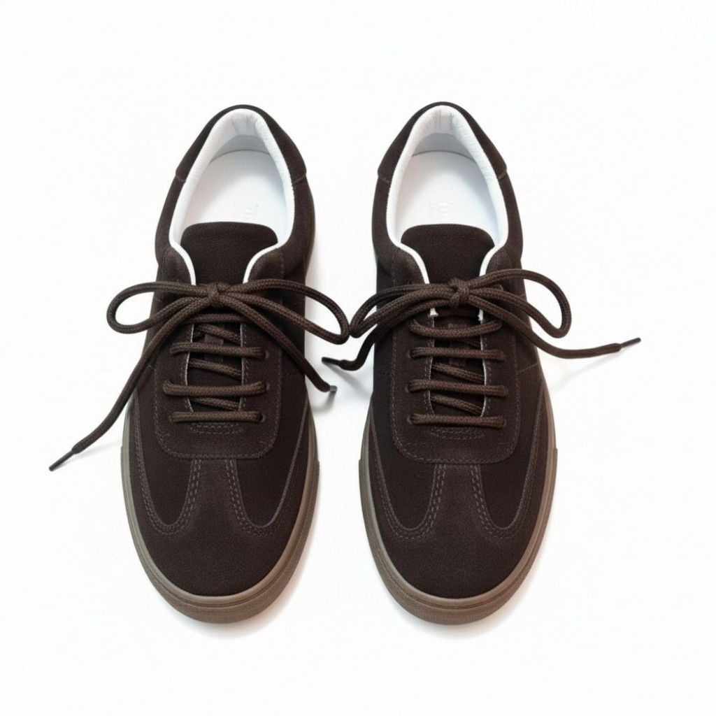 Vizon Süet Hakiki Deri Bağcıklı Kadın Günlük Sneaker kahve - 39