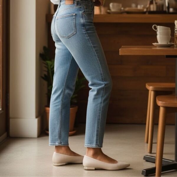 Bej Hakiki Deri Sivri Burun Şık Ve Rahat Günlük Babet