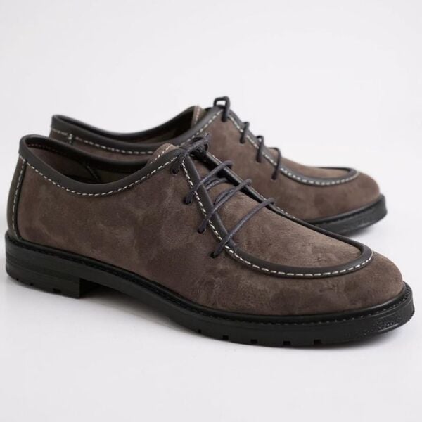 Kahve Süet Hakiki Deri Bağcıklı Kadın Ayakkabı