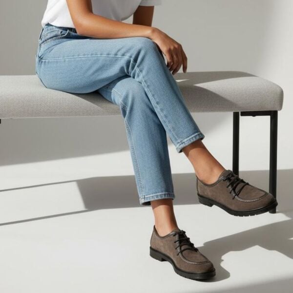 Kahve Süet Hakiki Deri Bağcıklı Kadın Ayakkabı