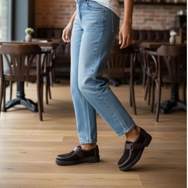 Kahve Süet Hakiki Deri Cırtlı Kadın Günlük Casual Ayakkabı