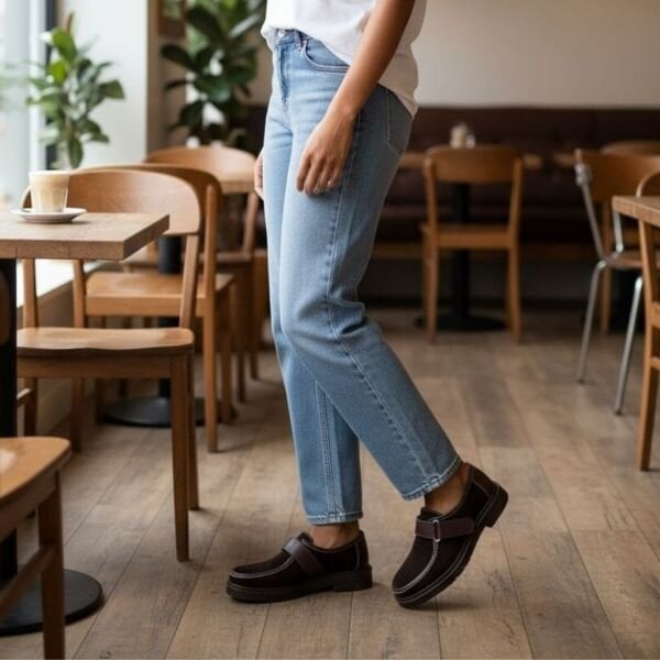 Kahve Süet Hakiki Deri Cırtlı Kadın Günlük Casual Ayakkabı