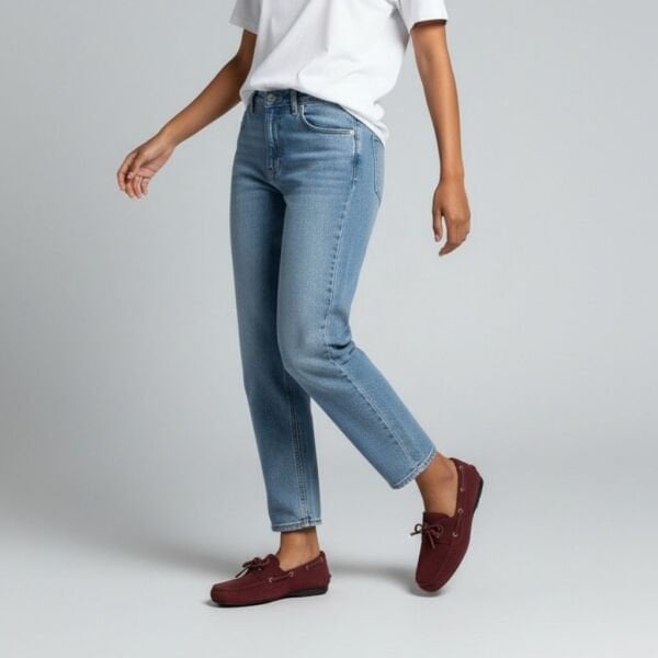 Borda Süet Hakiki Deri Kadın Bağcıklı Loafer Ayakkabı