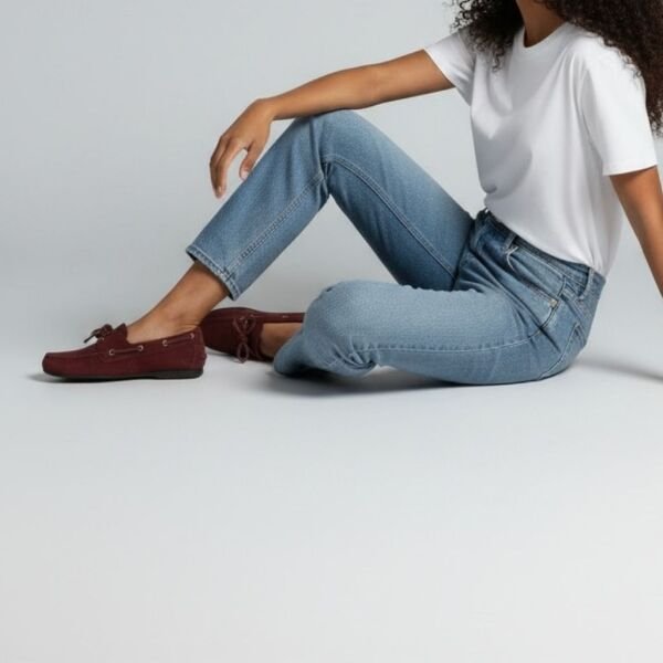 Borda Süet Hakiki Deri Kadın Bağcıklı Loafer Ayakkabı