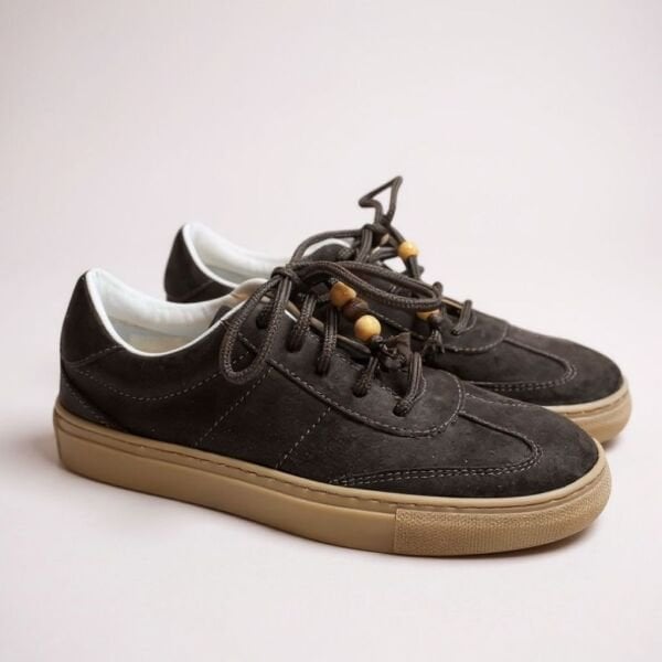 Kahve Süet Hakiki Deri Bağcıklı Kadın Günlük Sneaker