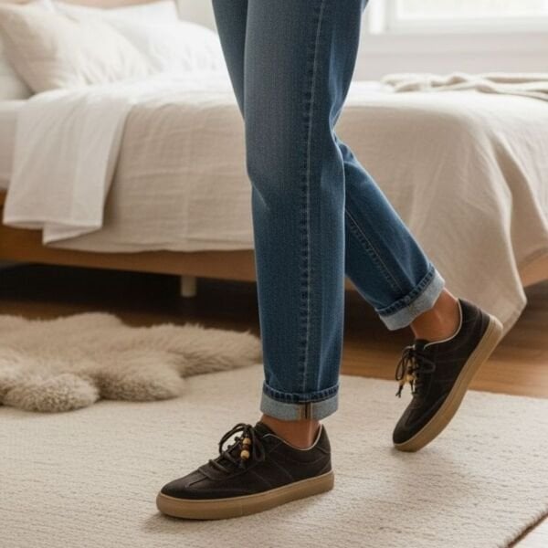 Kahve Süet Hakiki Deri Bağcıklı Kadın Günlük Sneaker