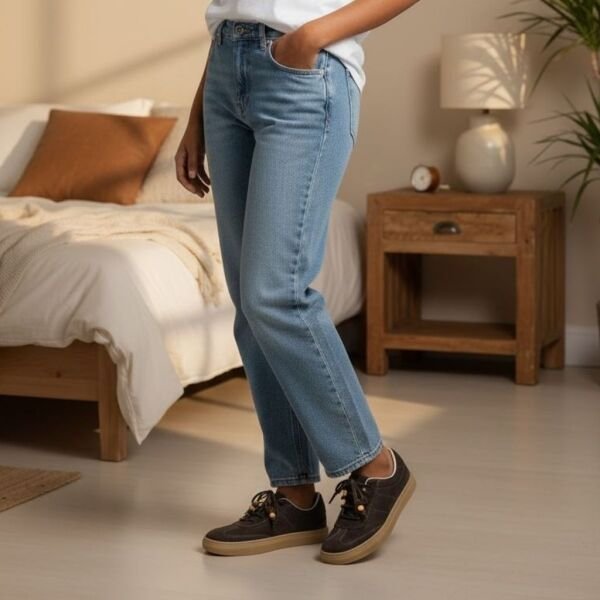 Kahve Süet Hakiki Deri Bağcıklı Kadın Günlük Sneaker