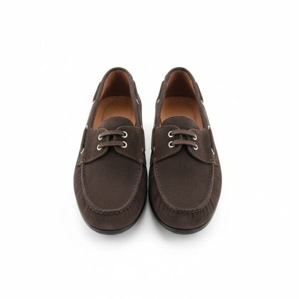 Borda Süet Hakiki Deri Kadın Bağcıklı Loafer Ayakkabı kahve - 39