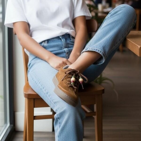 Taba Süet Hakiki Deri Bağcıklı Kadın Günlük Sneaker