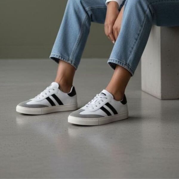 Beyaz Hakiki Deri Bağcıklı Kadın Günlük Sneaker