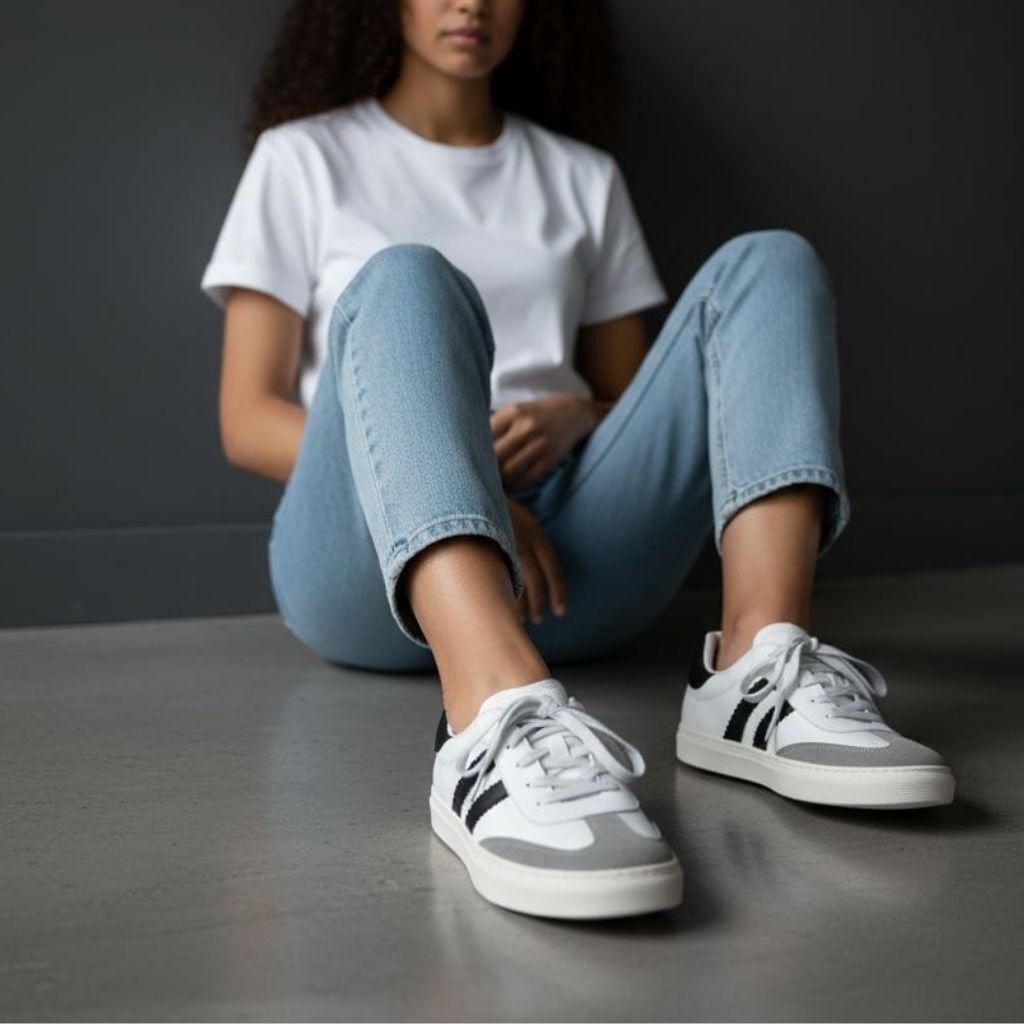 Beyaz Hakiki Deri Bağcıklı Kadın Günlük Sneaker