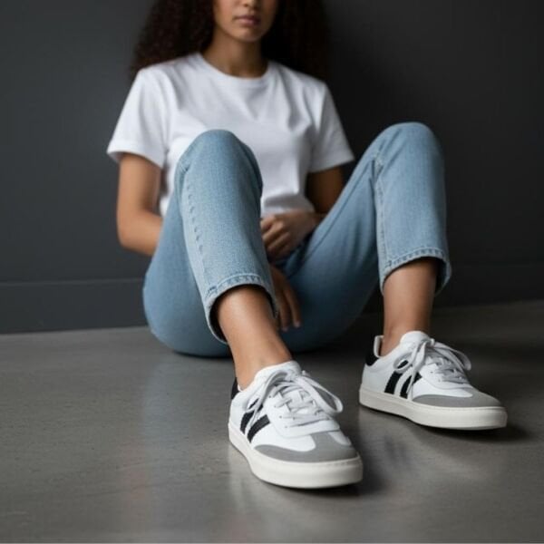 Beyaz Hakiki Deri Bağcıklı Kadın Günlük Sneaker