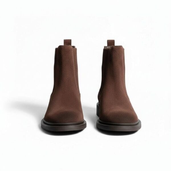 Kahve Kadife İki Yandan Lastikli Gold Aksesuarlı Kadın Chelsea Bot