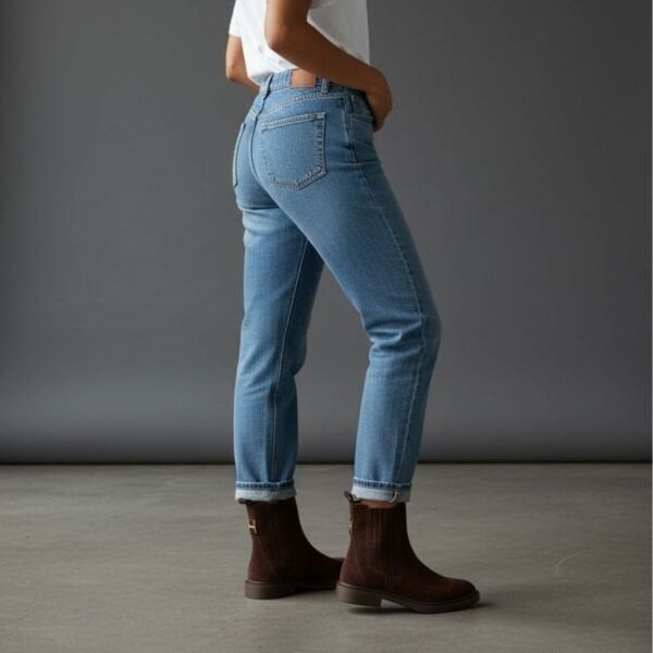 Kahve Süet Hakiki Deri İki Yandan Lastikli Gold Aksesuarlı Kadın Chelsea Bot