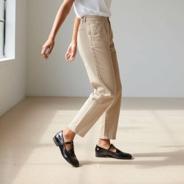 Siyah Rugan Biye Detaylı Kadın Kare Burunlu Babet