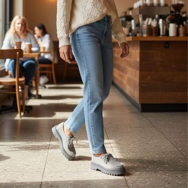 Kahve Süet Hakiki Deri Bağcıklı Kalın Desenli Tabanlı Kadın Günlük Casual Ayakkabı