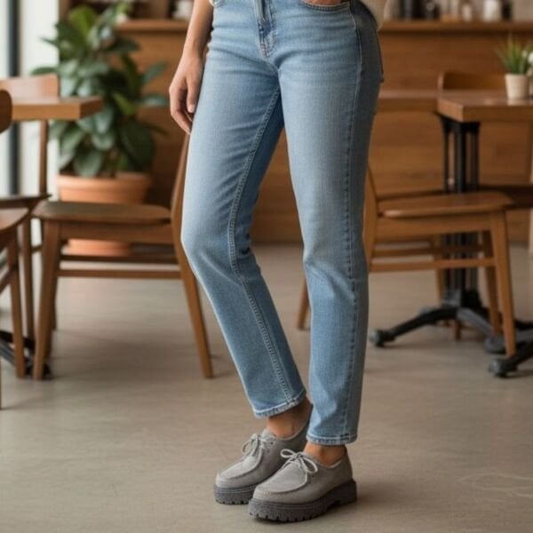 Kahve Süet Hakiki Deri Bağcıklı Kalın Desenli Tabanlı Kadın Günlük Casual Ayakkabı