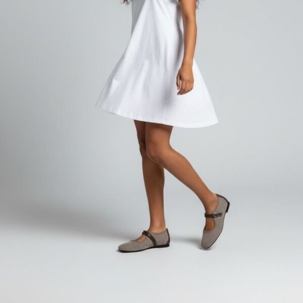 Vizon Süet Kahve Deri Garnili Biye Detaylı Kadın Kare Burun Babet