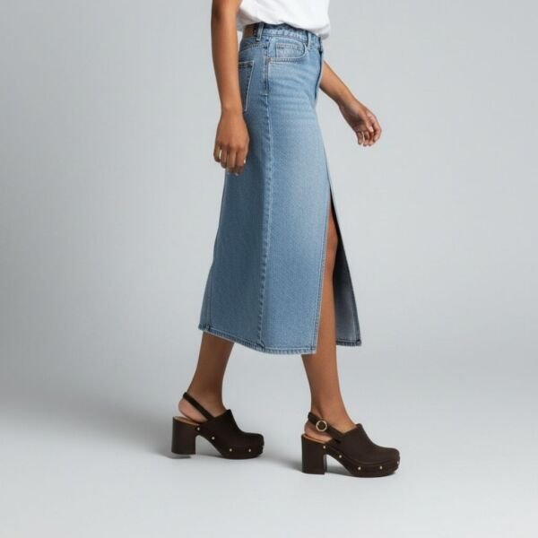 Kahve Deri Biye Detaylı Hafif Tabanlı Kadın Takunya Terlik