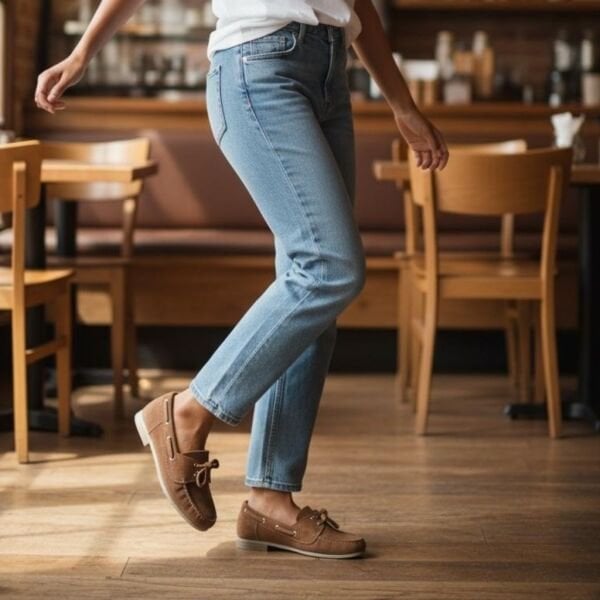 Taba Süet Hakiki Deri Bağcıklı Makosen Kadın Kolej Loafer