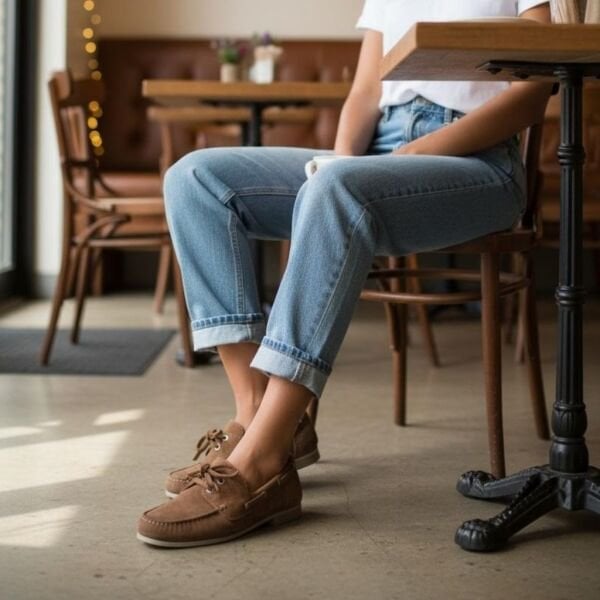 Taba Süet Hakiki Deri Bağcıklı Makosen Kadın Kolej Loafer