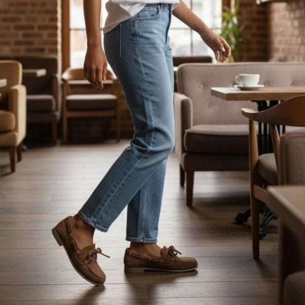 Taba Süet Hakiki Deri Bağcıklı Makosen Kadın Kolej Loafer