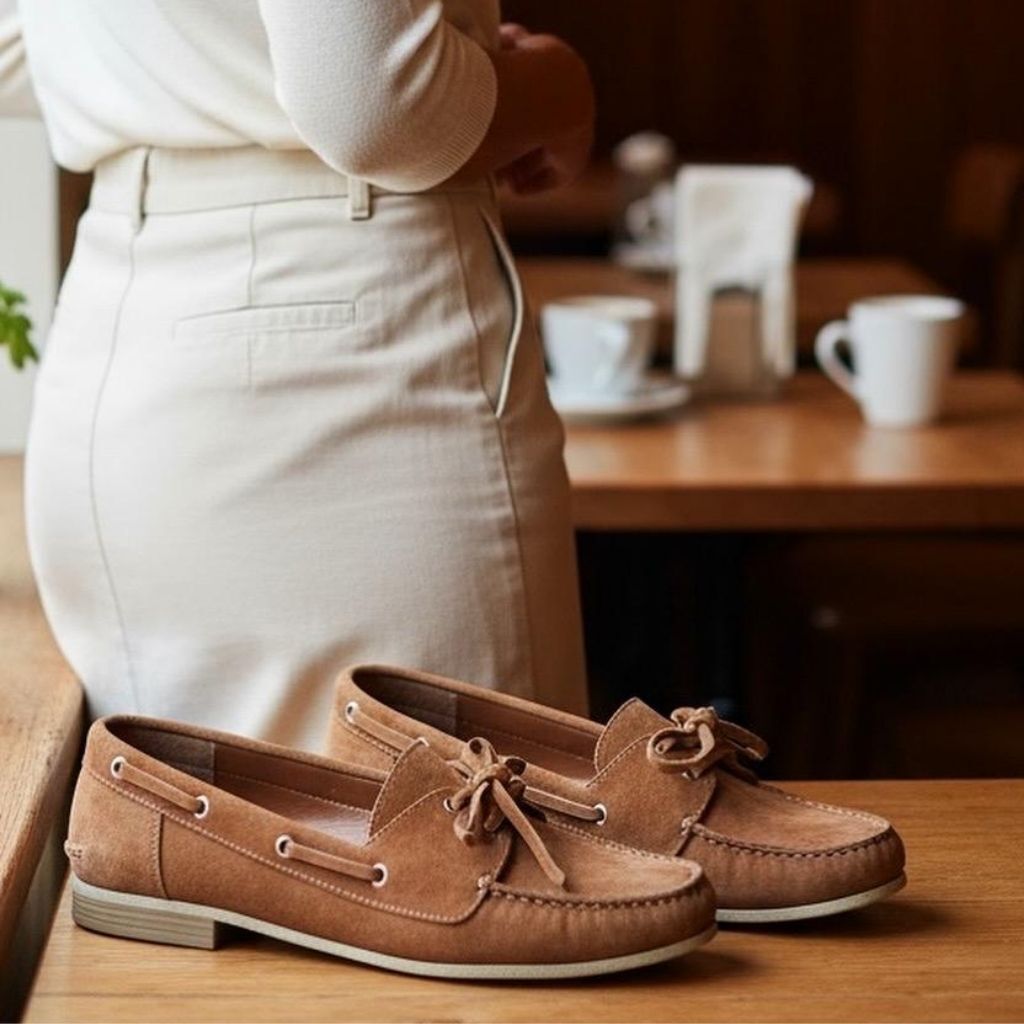 Taba Süet Hakiki Deri Bağcıklı Makosen Kadın Kolej Loafer